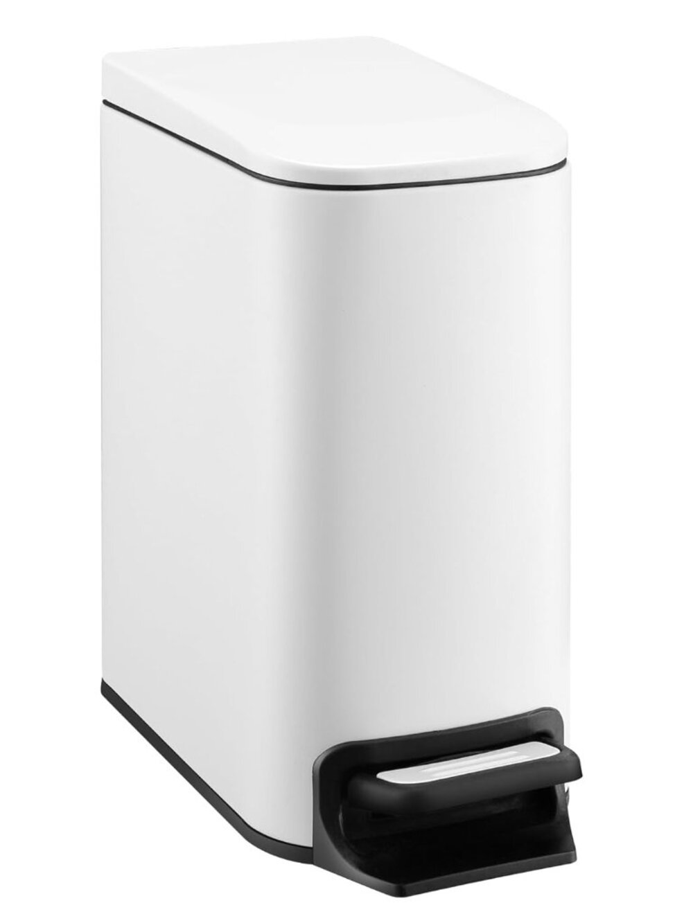 Slim Bathroom Trash Can with Lid Soft Close, Step Pedal, 6 Liter / 1.6 Gallon St